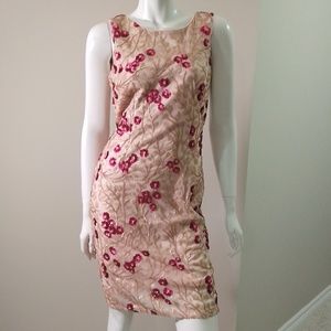 A4🎊Calvin Klein 2 beige dress with fushia and beige sequins